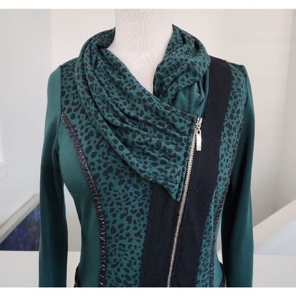 La-El Couture Green and Black With PU leather Dress Size S - Picture 2 of 6